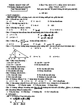 Đề thi học kì I Toán 9 - Đề 15